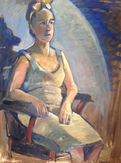 Painting of a woman at the hairdressers