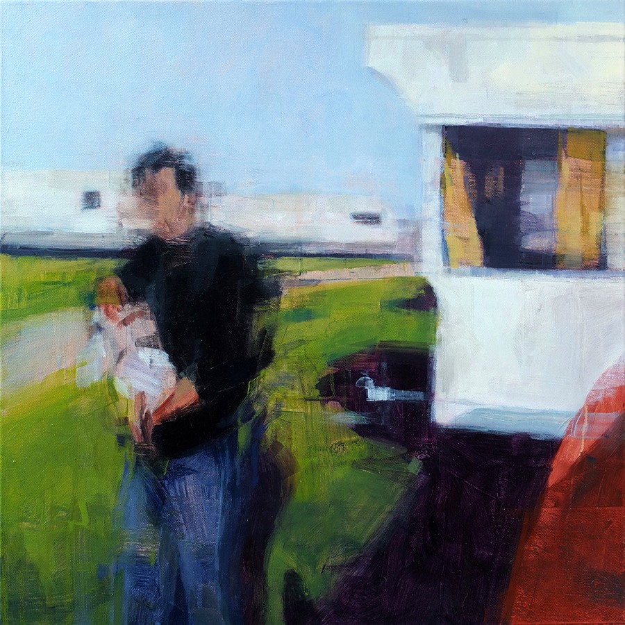 Painting of a man holding a baby