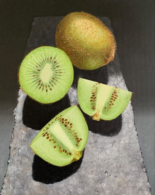 A painting of kiwi fruits