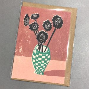 Green Checker Vase Card