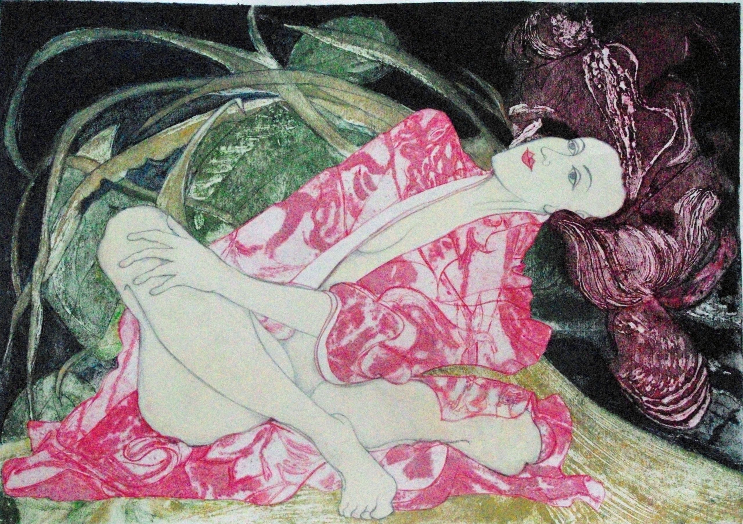 Print of a woman in a kimono