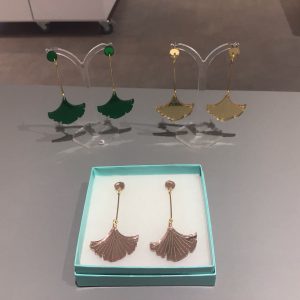 Art Deco Ginkgo Leaf Drop Earrings