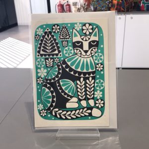 Black Winter Cat Card