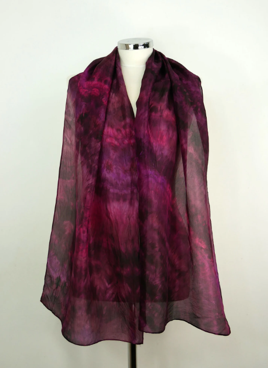 Burgundy Wine Hand-dyed Silk Scarf