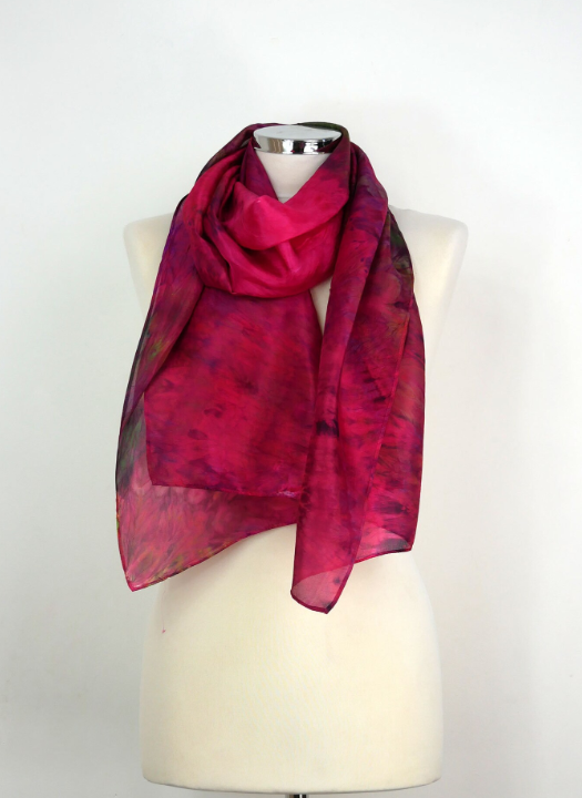 Orchid Garden Hand-dyed Silk Scarf - Image 2