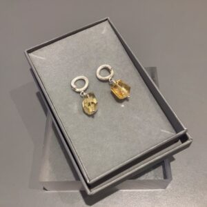 Textured Open Stud Earring with Citrine