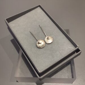 Textured Disc Circle Drop Earring