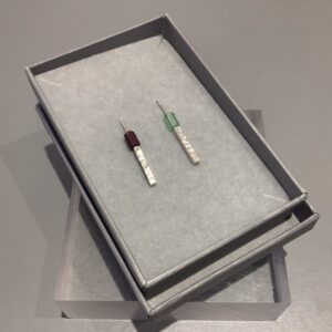 Asymmetrical Column Drop Earring with Glass Beads