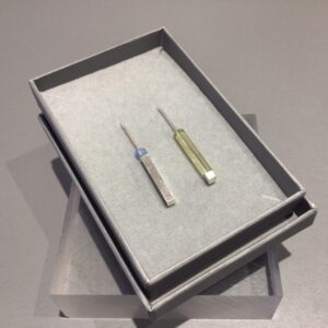 Asymmetrical Column Drop Earrings with Glass Beads