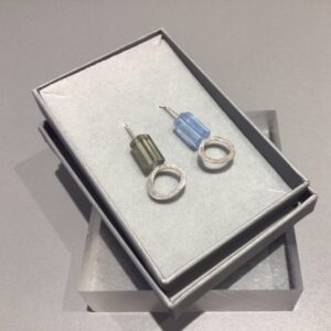 Asymmetrical Textured Circle Drop Earrings with Glads Beads