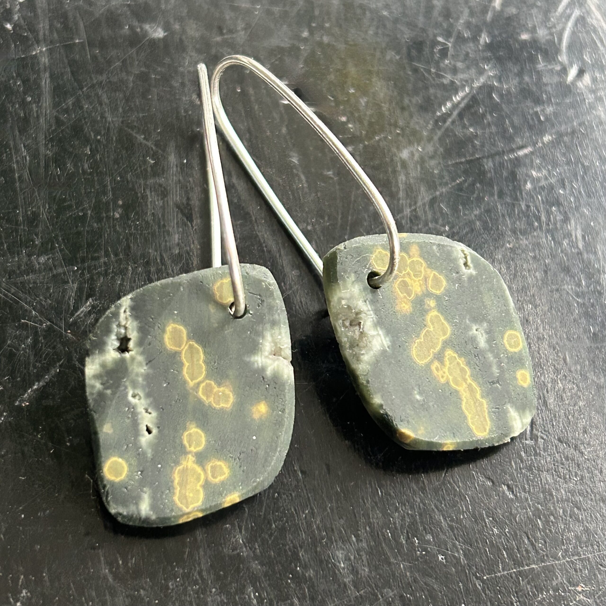 Ocean Jasper Gemstone Slice Earrings
