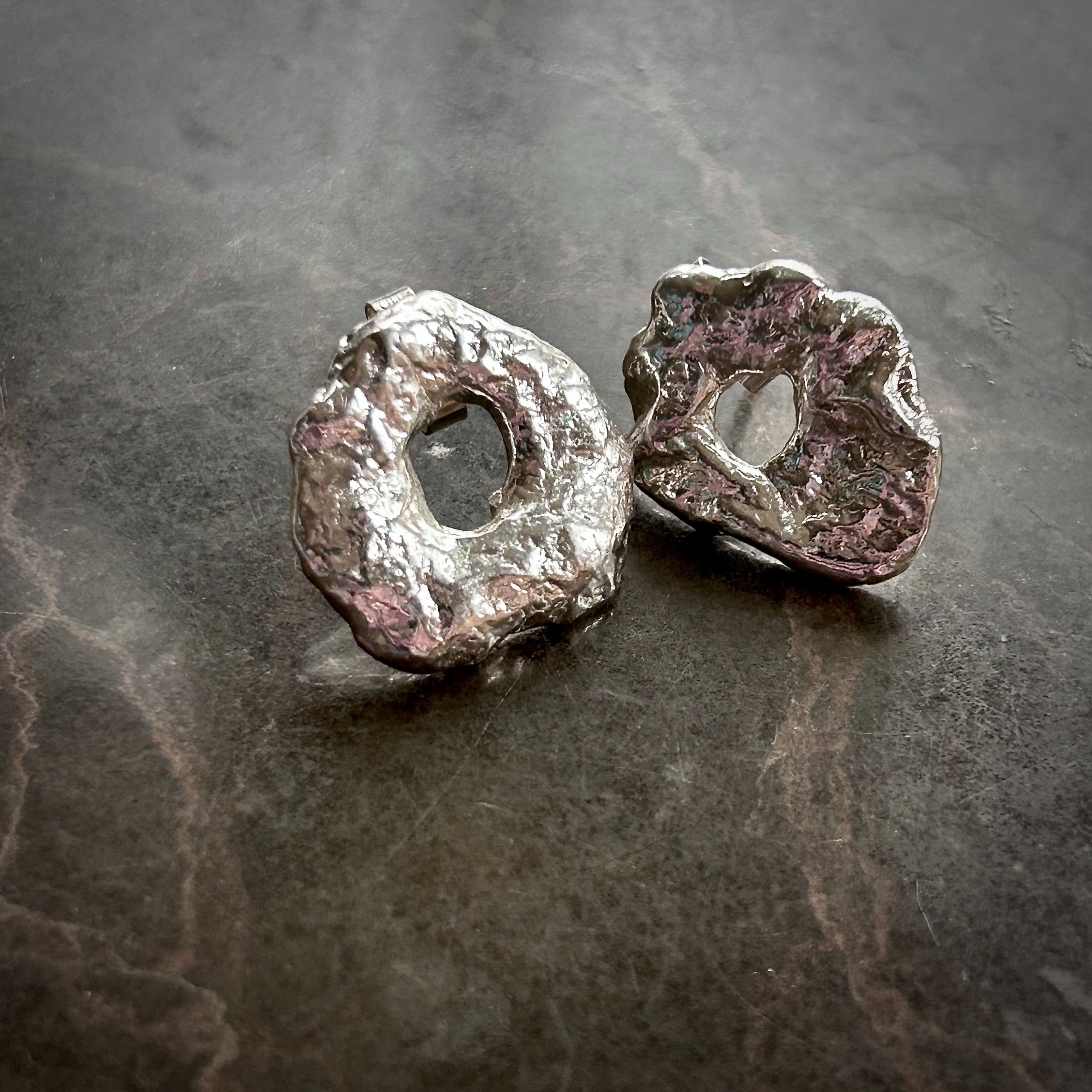 Silver Splat Stud Earrings