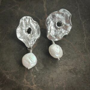 Wilted White Pearl Stud Earrings