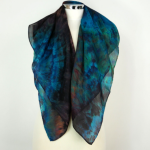 Square Crazy Rainbow Hand-dyed Silk Scarf