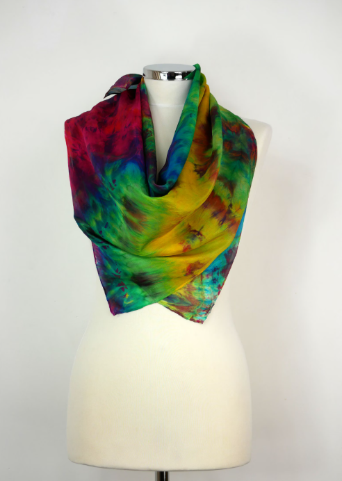 Square Tropical Hand-dyed Silk Scarf