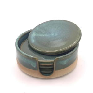 Coaster Set in Sea Foam Glaze