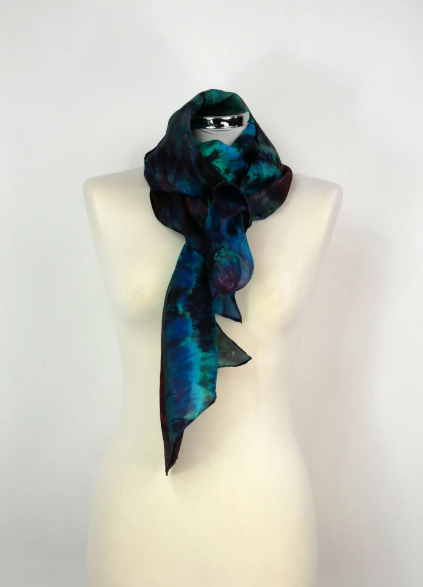 Crazy Rainbow Hand-dyed Silk Scarf
