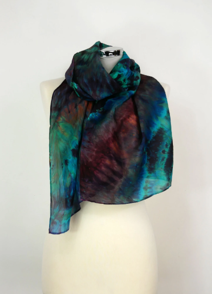 Crazy Rainbow Hand-dyed Silk Scarf - Image 2