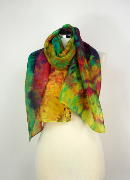 Tropical Hand-dyed Silk Scarf