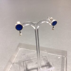 Azure Enamel Studs with Pearls